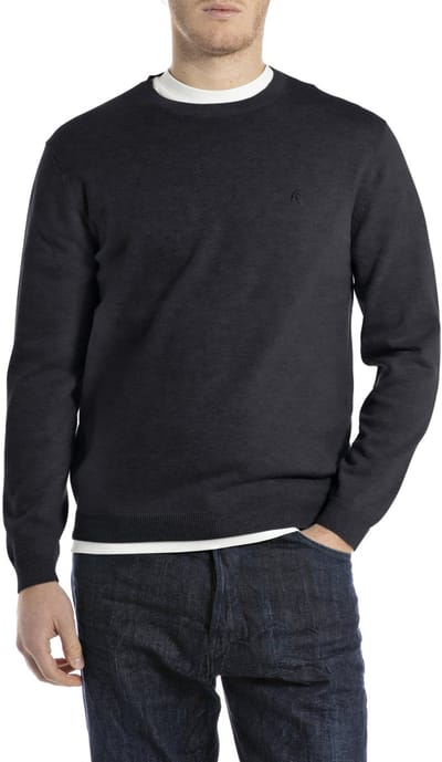 Replay Katoenen trui met blauw borduursel r