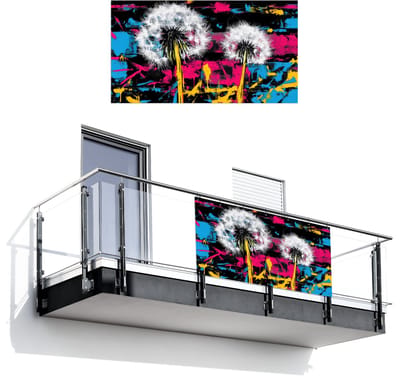 Balkonscherm 200x110 cm - Balkonposter Street Art - Kleurrijk - Muur - Balkon scherm decoratie - Balkonschermen - Balkondoek zonnescherm