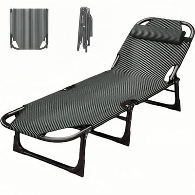 Campingbed Extra Groot - Opvouwbaar Bed Ligstoel - Buiten Ontspannen - Verstelbare Rugleuning - 56x170cm - Groen