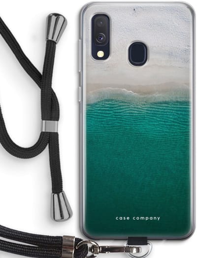 Case Company® - Hoesje met koord geschikt voor Samsung Galaxy A40 hoesje met Koord - Stranded - Telefoonhoesje met Zwart Koord - Bescherming aan alle Kanten en Over de Schermrand