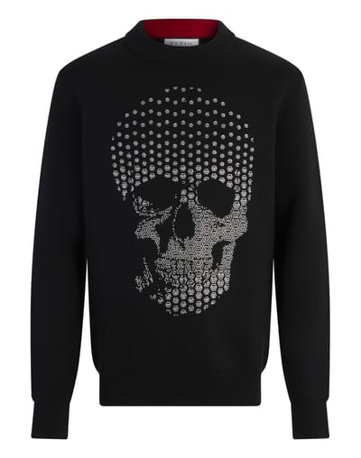 Round Neck Pullover Degrade Skull Strass Skull Strass