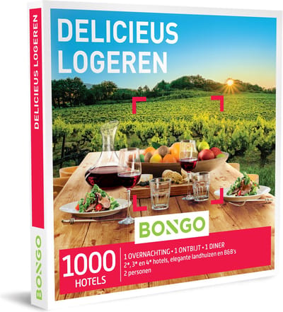 Bongo Bon - Delicieus Logeren Cadeaubon - Cadeaukaart cadeau voor man of vrouw | 1000 stijlvolle hotels