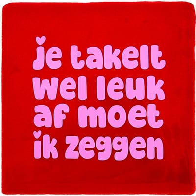 Snoes Spreuktegel – Je takelt wel leuk af moet ik zeggen – Rood met Lichtroze – Keramisch 10x10 cm – Spaans Geglazuurd – Inclusief gratis plakhaakje – Origineel Cadeau