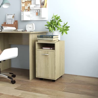 vidaXL - Bijzetkast - met - wielen - 33x38x60 - cm - bewerkt - hout - sonoma - eiken