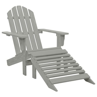 vidaXL - Tuinstoel - met - voetenbank - hout - grijs