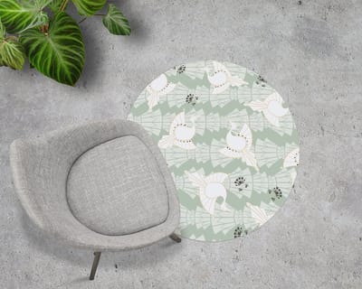 Coloray Vloerbeschermer - Geometrische vogels Stoel Mat - 100x100 cm - Groente Vloerbeschermer Groot - Vloerbeschermer Bureaustoel Tapijt - PVC Vloerbeschermer - Ronde Mat - Etnische Thema