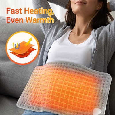 WK Multifunctioneel Verwarmingspad - 125x30 cm - 39-55 ℃ Multi verstelbare verwarimings standen - Tijd schakelaar 0,5 uur/1 uur/1,5 uur/2 uur - Wasbaar in wasmachine -Grijs