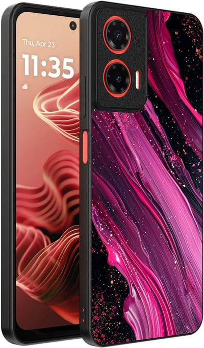 Smartphonica Telefoonhoesje Geschikt voor Motorola Moto G35 met marmer opdruk - TPU backcover case marble design - Paars Roze geschikt voor Motorola Moto G35