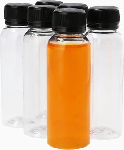 6 x Sapfles Plastic 100 ml - Rond- Mini - PET Flessen met Dop- PET Kunststof BPA-vrij - Plastic Flessen Navulbaar - Met Dop - Lege Flessen - 6 stuks