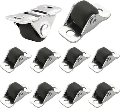 Kleine Rubber Wielen met Stalen Plaat - 10 Stuks, Ideaal voor Meubels, Huishoudelijke Apparaten en Vloerbescherming