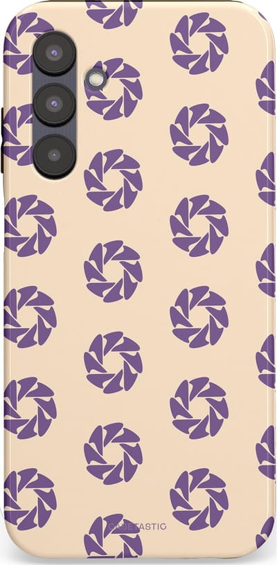 Casetastic hoesje geschikt voor Samsung Galaxy A25 - Dubbellaagse bescherming - Paarse Cirkels op het Zand - Fashion Case - Crème Lavendel Zilver