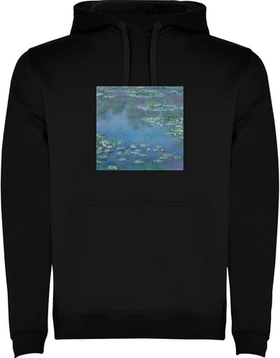 Zwarte hoodie Prachtig schilderij Monet - De Waterlelies - Oude meesters Maat M