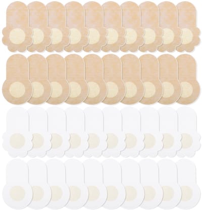 40 stuks tepelstickers - Onzichtbare tepelstickers - 10*6 cm zelfklevende tepelstickers - Dun, rond en bloemvormig - Tepelstickers tegen bultjes - Ademend, ultradun - Beige