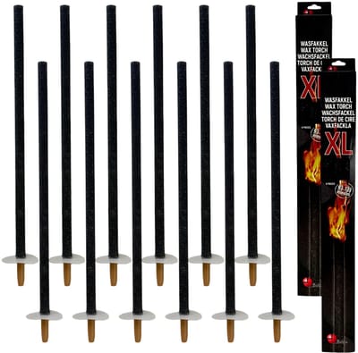 Benza XL Wasfakkels – Set van 12 Stuks - 70 x 2 cm - 90–100 min Brandduur - Inclusief Kartonnen Handbeschermers – Voor Tuin, Feest & Stille Tocht