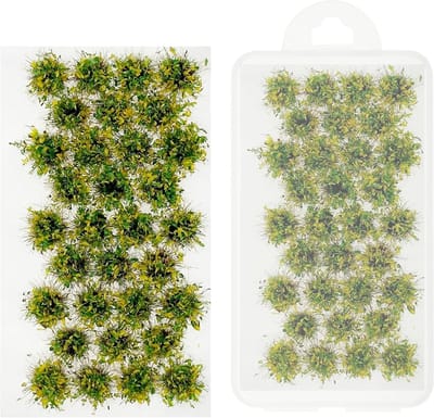 Miniatuur Bloemclusters Kunstgras Tufts voor Modelspoor en Diorama Landschappen, Geel en Groen, Perfect voor Terrain Decoratie