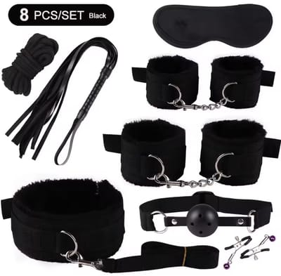 BDSM Set – 8-delige Bondage Kit – Masker, Handboeien, Gag Ball & Zweep – Erotisch - H1.2