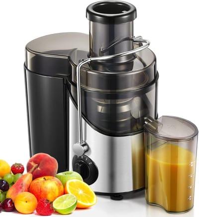 Sapcentrifuge voor Groenten & Fruit - Juicer met microfilter - Slowjuicer met Grote Vulopening - Fruitpers - 3 Snelheden - BPA-Vrij - Zwart/RVS