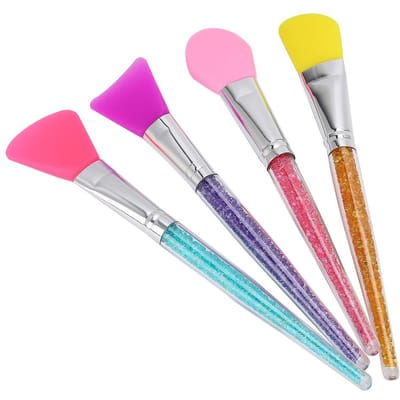 4 stuks Gezichtsmasker Kwast Gezichtsmodder Mengende Siliconen Make-up Kwast Applicator Gezichtsverzorging pink
