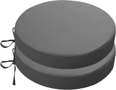Tuinstoelkussens Set - Zitkussens Rond - Comfort Buiten - Waterafstotend - 35cm 2 stuks - Grijs