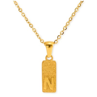 Marama - Ketting Letter N Goud Sparkling - stainless steel - gold plated - nikkelvrij - persoonlijke ketting - letterketting - met hanger - cadeauverpakking
