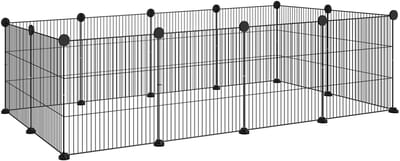 PawHut Kooi voor kleine dieren - Staaldraad - 140x70x35cm - Zwart