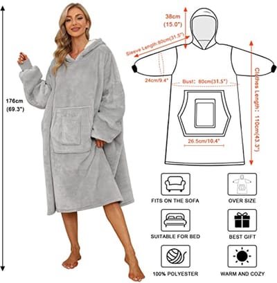 Zachte Oversized Hoodiedeken voor Dames en Heren - Perfect voor Koud Weer