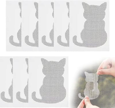 Hor Reparatie Tape Stukken - 10 Vellen - Hor Reparatietape - Zelfklevende hor reparatietape - Muggengaas Plakband - Hor Repareren - Vliegengordijn Tape - Repareer Vliegenhor - Deurhor / Raamhor Repareren - Kattenpatronen