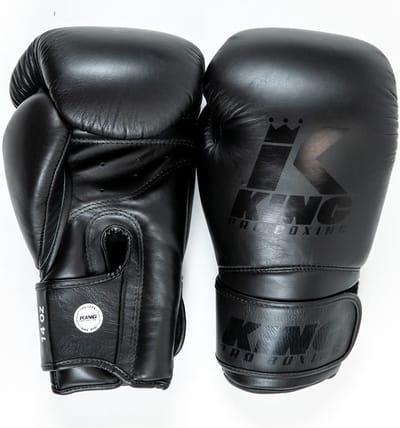 King Pro Boxing Bokshandschoenen - Star 12 - Echt leer - Zwart / Zwart 12 oz