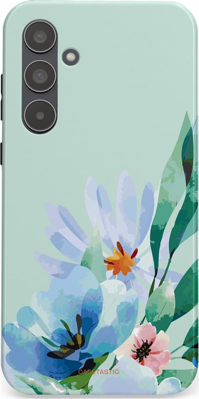 Casetastic hoesje geschikt voor Samsung Galaxy A55 - Dubbellaagse bescherming - Lente schildering - Fashion Case - Lichtgrijs Lichtblauw Mintgroen