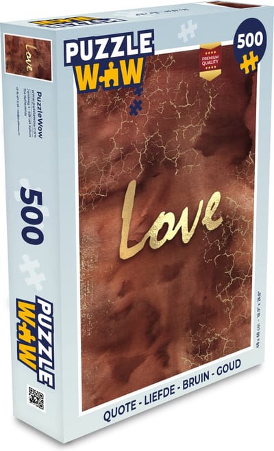 Puzzel Quote - Liefde - Bruin - Goud - Legpuzzel - Puzzel 500 stukjes