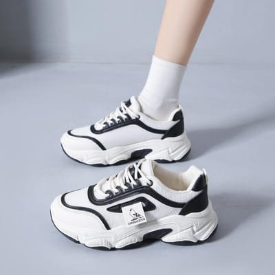 Leren Kleine Witte Schoenen Dames Lente Nieuwe Dames Platform Comfortabele Eenvoudige Boardschoenen Casual Veelzijdig Kleurafstemming Damesschoenen 40 zwart
