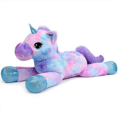 Pluche Eenhoorn - Groot Knuffelbeest - Decoratie en Knuffelen - Superzacht Pluche - 110cm - Blauw