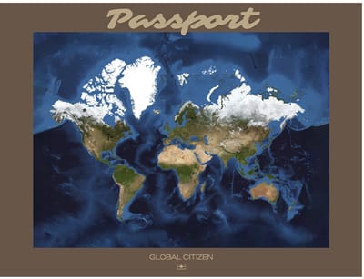 Wereldkaart 40 x 30 cm - Aluminium - Voelbaar 3D Reliëf - Bruin - World map - Passport - Vintage - Retro - Muurdecoratie - Wanddecoratie