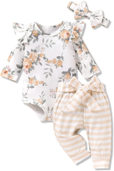 Ribgebreide Romper Set voor Premature Baby Meisjes - Herfst en Winter Kleding
