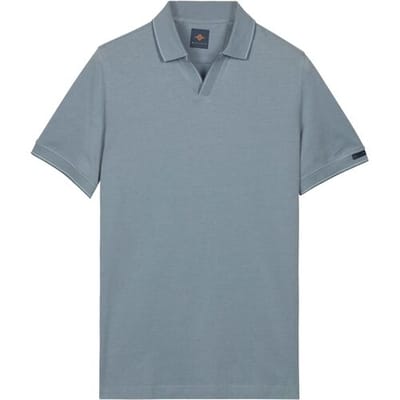 Baileys Polo No-Button Closure Two-Tone Oxford Piqué Riviera Blue / male