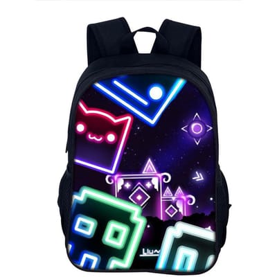 Geometry Dash Cartoon Rugzak Schooltas 40cm/15.7inch Rugzak Boekentassen Computer Rugzak voor Jongen Meisje Beste Cadeau black