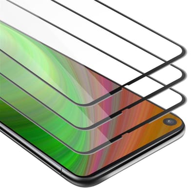 Cadorabo 3x Screenprotector geschikt voor Samsung Galaxy A9 PRO 2019 Volledig scherm pantserfolie Beschermfolie in TRANSPARANT met ZWART - Getemperd (Tempered) Display beschermend glas in 9H hardheid met 3D Touch
