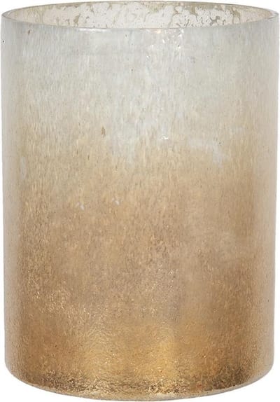 Clayre & Eef Theelichthouder Ø 15x20 cm Beige Bruin Glas Rond Waxinelichthouder