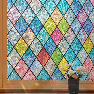 Privacy Raamfolie met Regenboogpatroon - Matte Anti-UV Folie voor Thuis en Kantoor