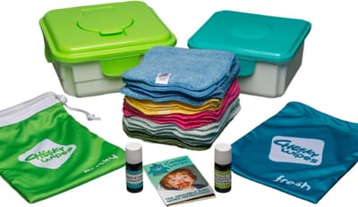 Cheeky Wipes - Premium Alles-in-één Kit - Voordeelset - Met 25 Wasbare Billendoekjes Bamboe Ragenboog - Duurzaam Alternatief voor Wegwerpdoekjes - Complete Set Thuis + Onderweg
