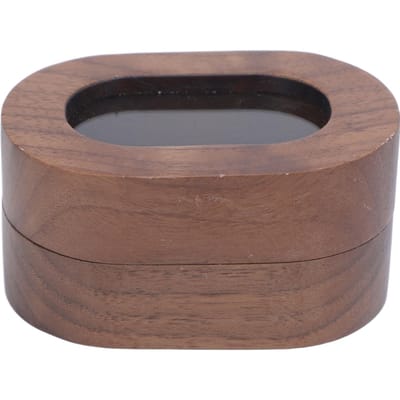 Zwarte Houten Walnoot Oorring Ring Sieraden Opbergdoos Ovaal Acryl Venster Verlovingsring Doos voor gray