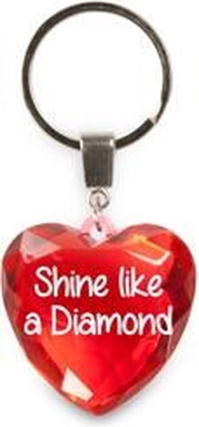 sleutelhanger - Shine Like a Diamond - diamant hartvormig rood