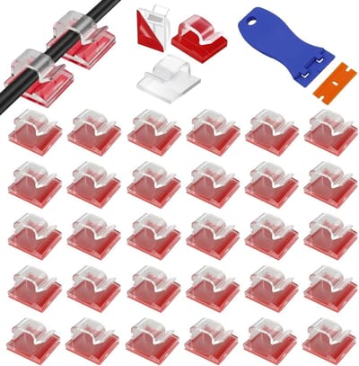 Thijox - Zelfklevende Kabelclips 60 Stuks - Schroefloze Kabelhouders voor Organiseren van Kabels en Lichtsnoeren - Ideaal voor Thuis, Kantoor en Auto