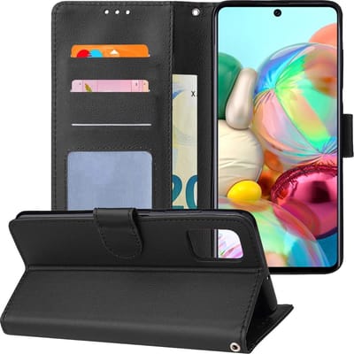Hoesje - Geschikt voor Samsung Galaxy A71 - Luxe Bookcase - Walletcase Hoes - Portemonnee - Cover - Telefoonhoes - Zwart