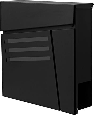 Brievenbus MCW-B28, brievenbus voor wandmontage Brievenbus Krantenvak, poedercoating ~ zwart