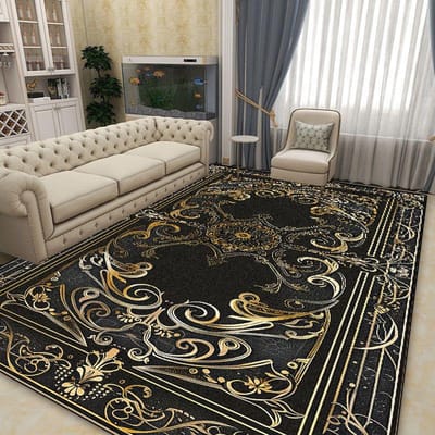 Luxe Tapijt Grote Oppervlakte Woonkamer Zwart Goud Decoratie Bankgebied Antislip Vloermat Huis Slaapkamer Garderobe Tapijten 200x400cm 60*90cm