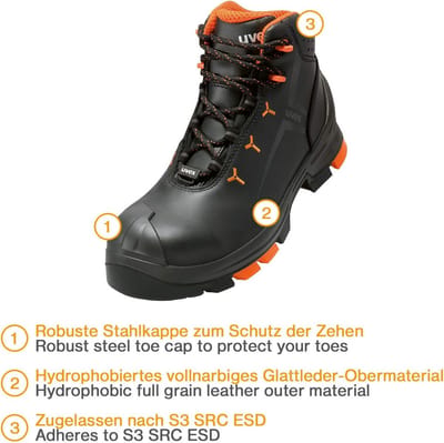 Veiligheidsschoenen S3 SRC ESD Oranje Zwart Werkschoenen Breedte 12