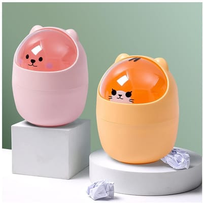 Mini vuilnisemmer - Bureau prullenbak - Bureau organiseren - Kanteldeksel ontwerp - 155 x 11 cm - Wit en grijs