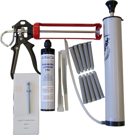 Kitpistool Set - Mortel Injectie - Verankeren in Steen - Hoogwaardig Composiet - M8 x 110 mm - Verzinkt