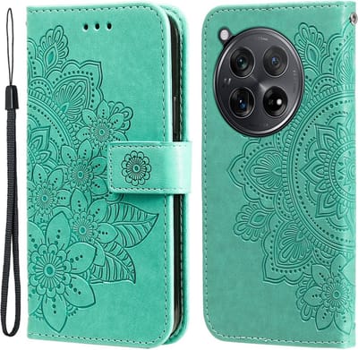 Coverup Hoesje - Geschikt voor OnePlus 12R Hoesje - Coverup Mandala Bloemen Book Case - Groen
